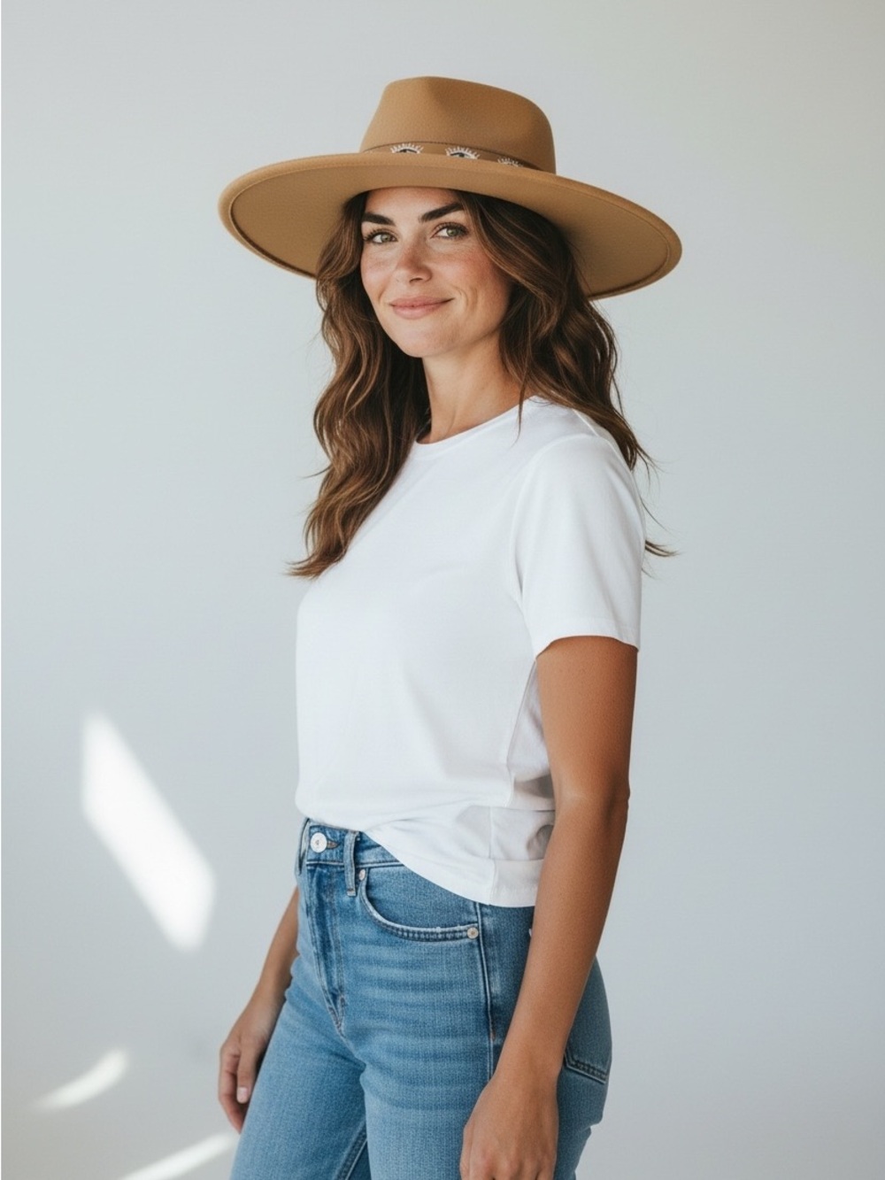 Earthbound evil eye tan hat BNWT